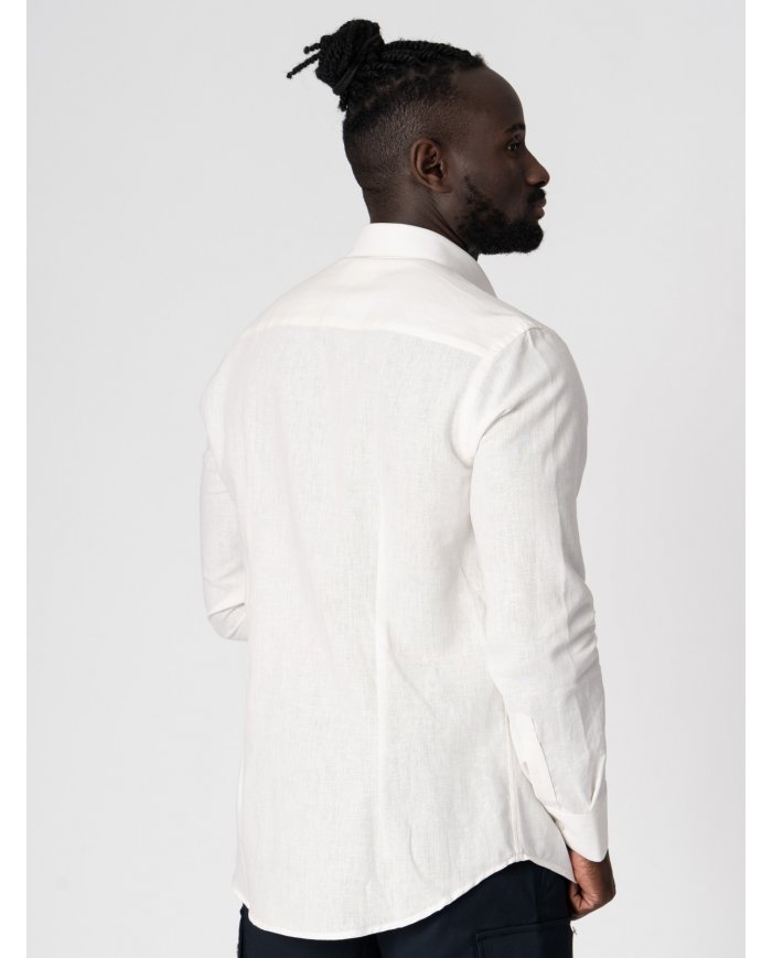 camisa casual linho bege SMK