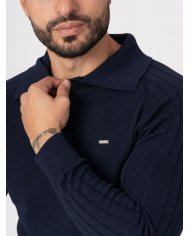 camisola azul marinho gola com botões SMK