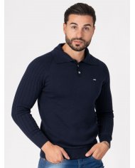 camisola com botões azul marinho para homem SMK