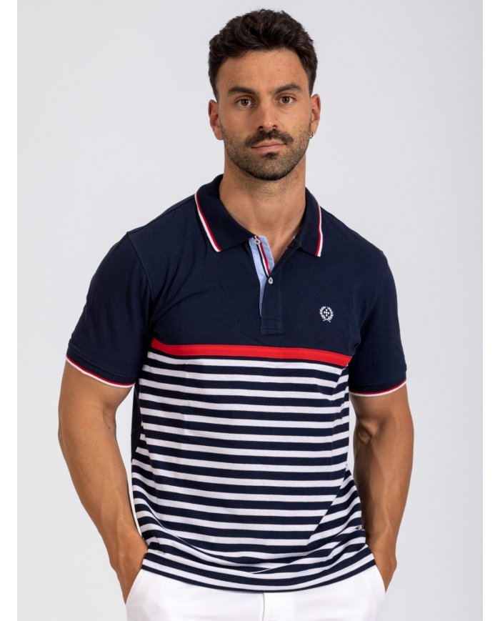 POLO SMK MARINHO RISCAS