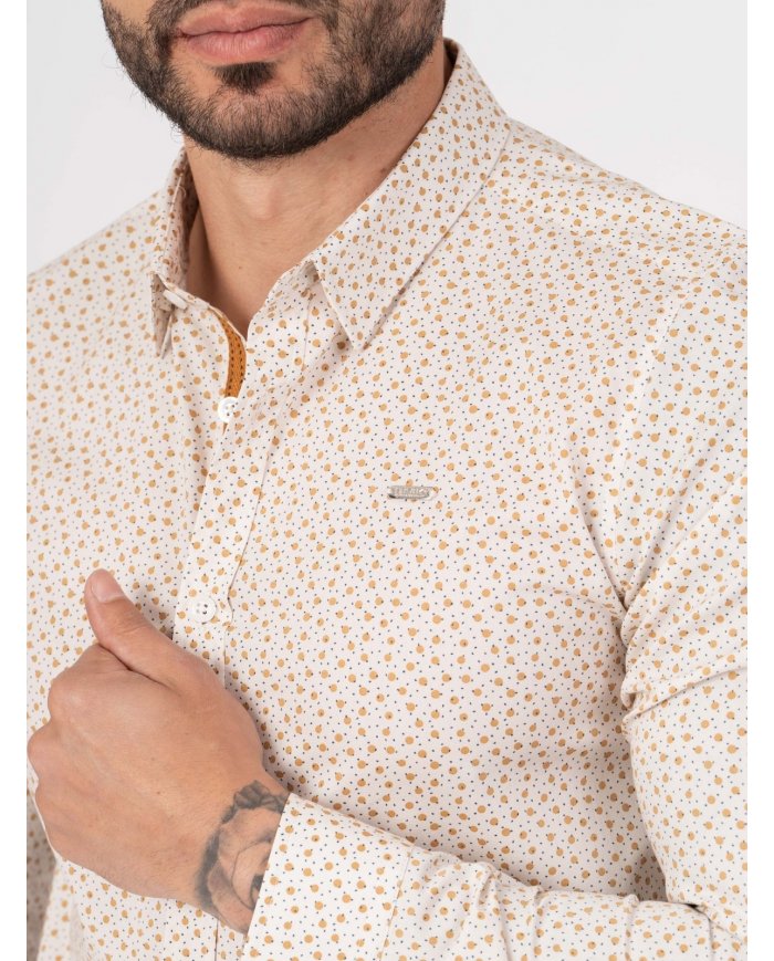 camisa elegante bege homem