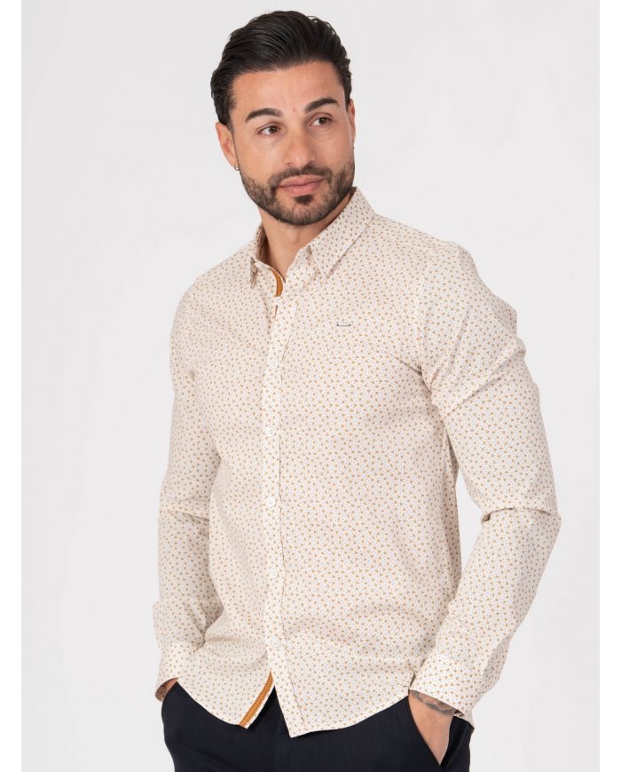camisa bege homem SMK padrão discreto