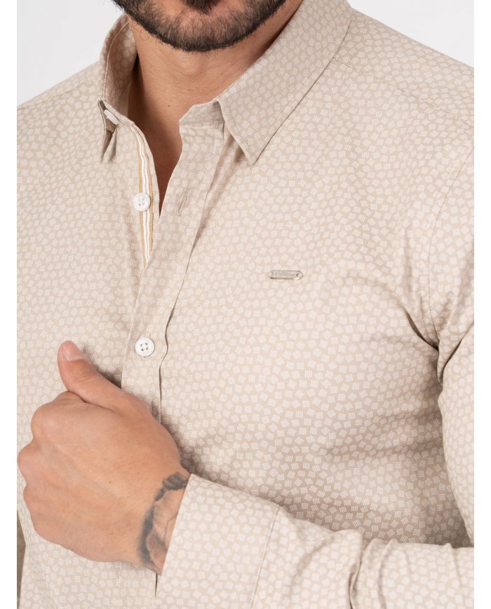camisa elegante bege homem