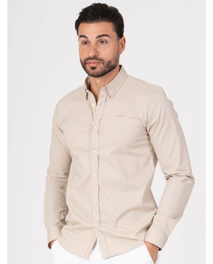 camisa bege homem SMK padrão discreto