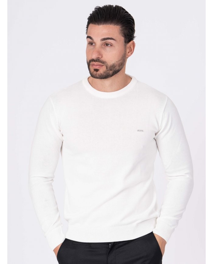 camisola branca homem SMK gola redonda vista frontal