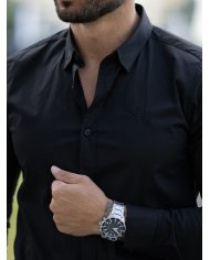 camisa preta slim fit masculina