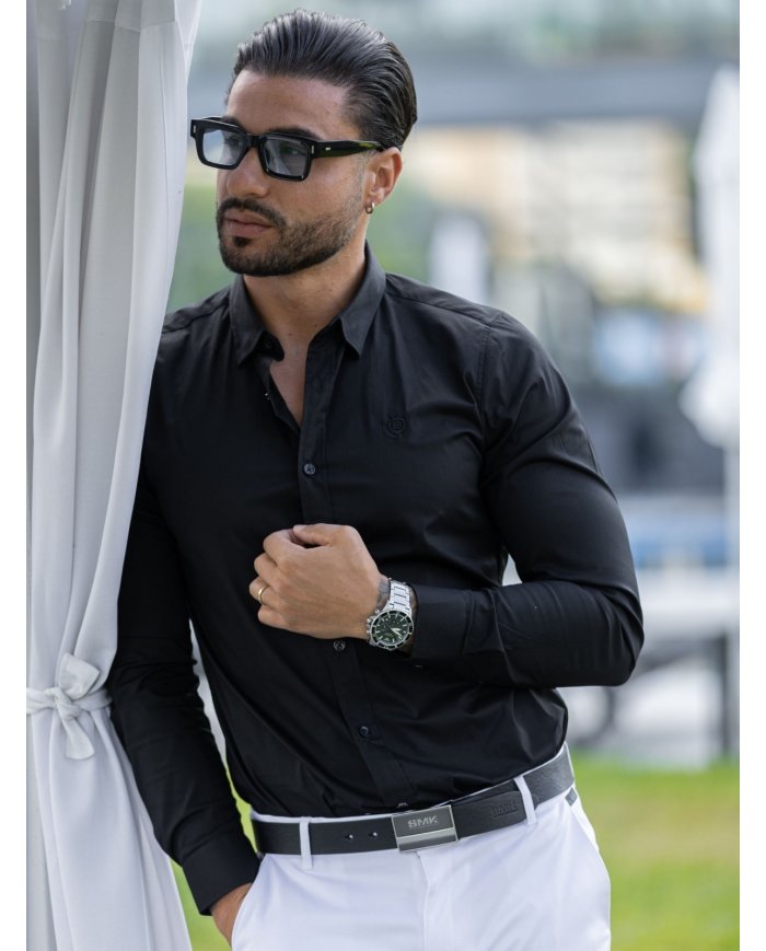 camisa preta elegante homem SMK Blackcolor