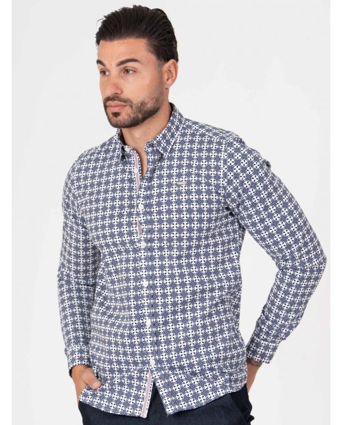 camisa azul marinho homem SMK padrão
