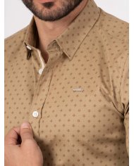 camisa padrão bege slim fit