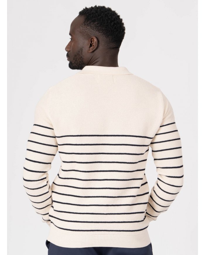 POLO SMK TRICOT RISCAS PEROLA