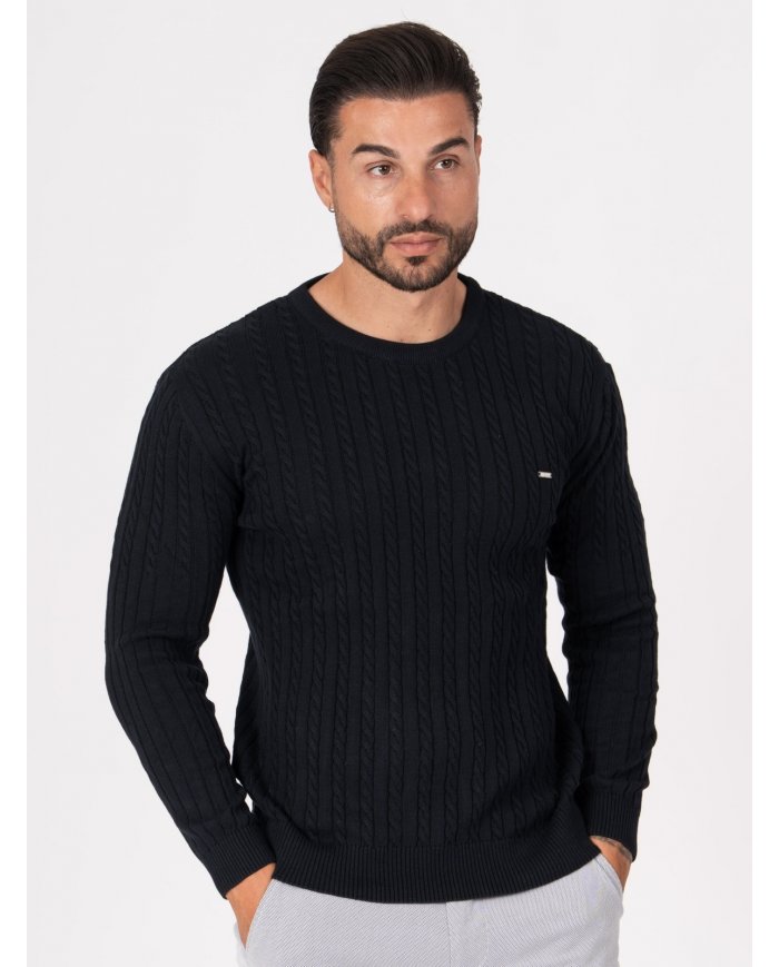 camisola de malha padrão marinho homem SMK vista frontal