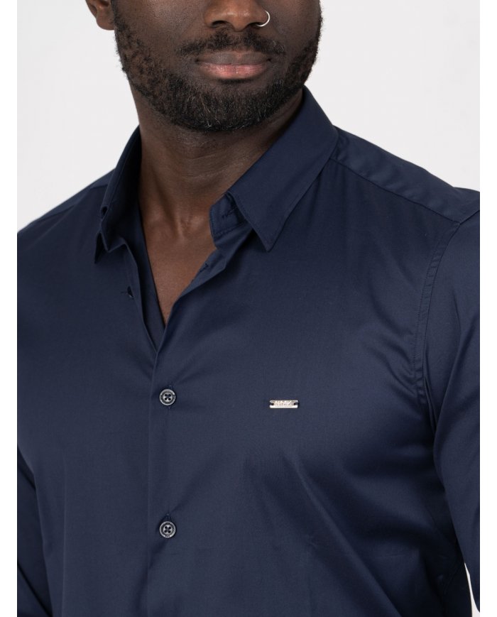 camisa elegante azul marinho masculina