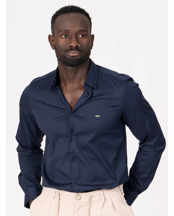 camisa azul marinho homem SMK