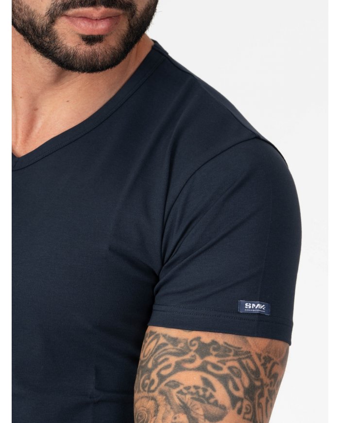 T-SHIRT SMK BASICA GOLA V SLIM FIT