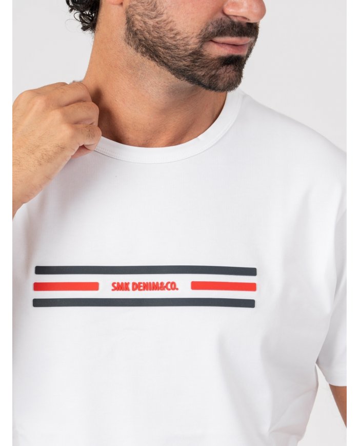 T-SHIRT SMK LISTAS BRANCO