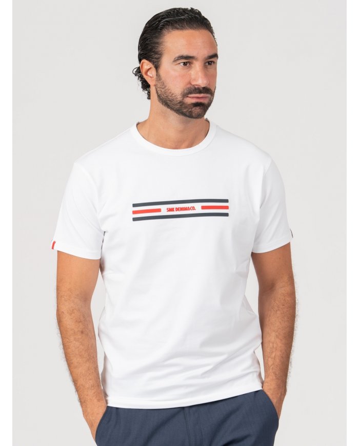 T-SHIRT SMK LISTAS BRANCO
