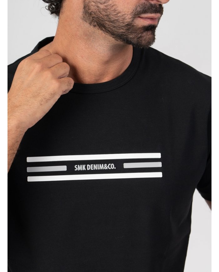 T-SHIRT SMK LISTAS PRETO