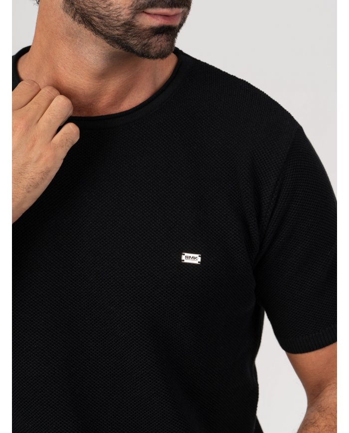 T-SHIRT SMK TRICOT PIQUET PRETO