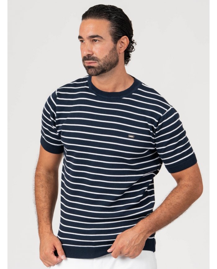T-SHIRT SMK TRICOT RISCAS MARINHO