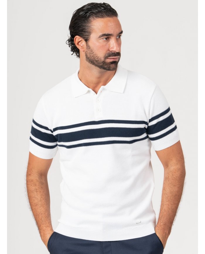 POLO SMK TRICOT LISTAS BRANCO