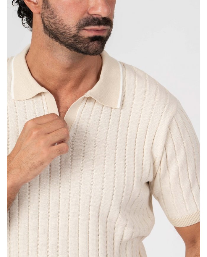 POLO SMK TRICOT CANELADO AREIA