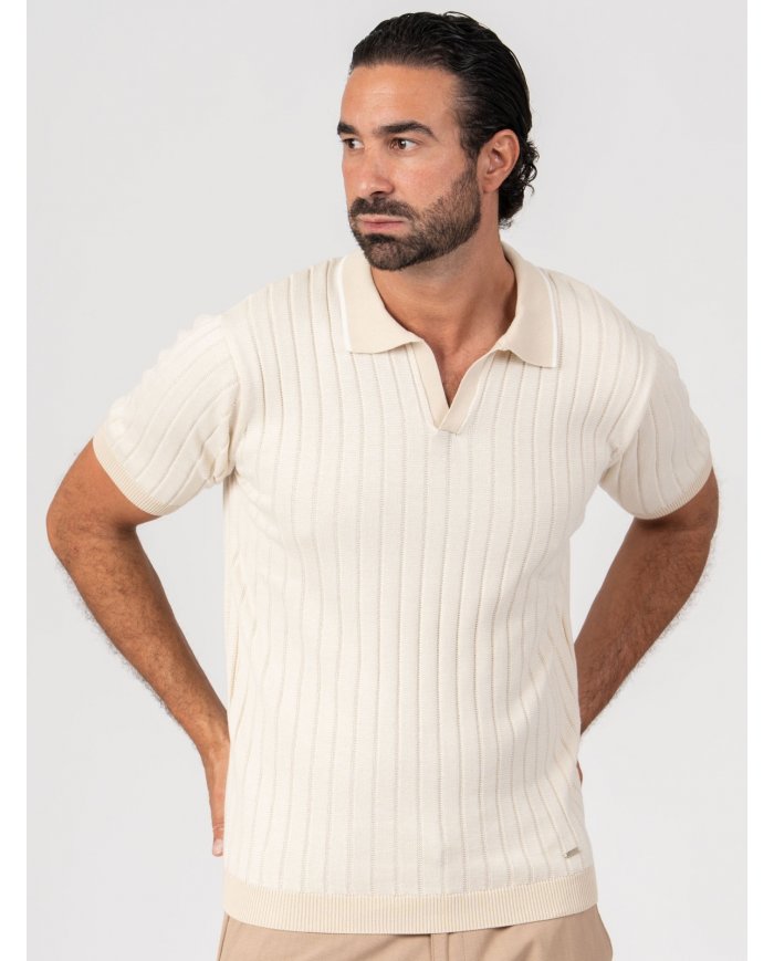 POLO SMK TRICOT CANELADO AREIA
