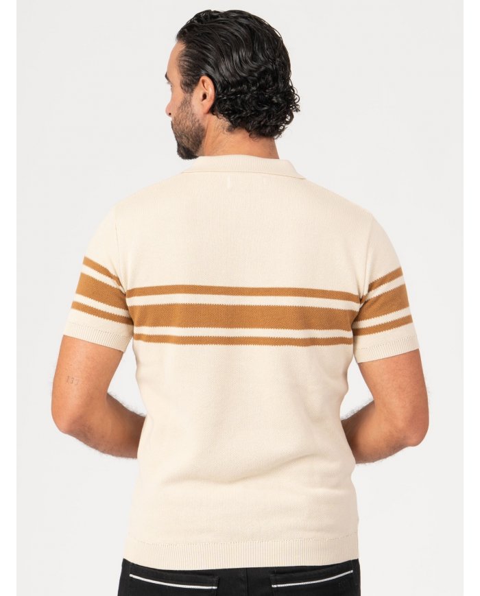 POLO SMK TRICOT LISTAS AREIA