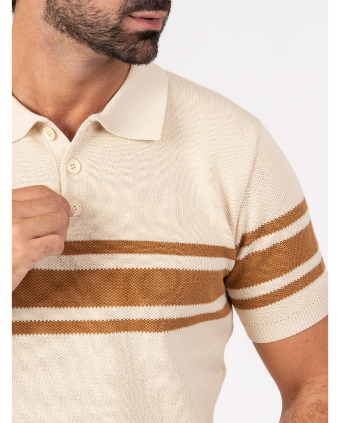 POLO SMK TRICOT LISTAS AREIA