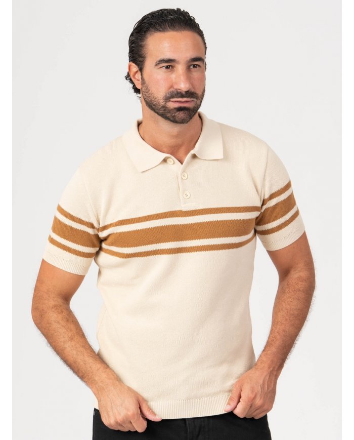 POLO SMK TRICOT LISTAS AREIA