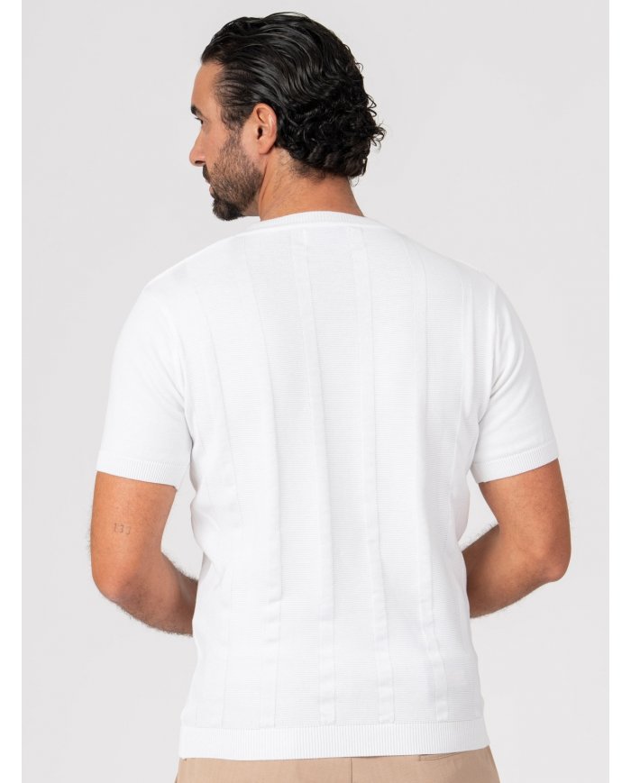 T-SHIRT SMK TRICOT BARRAS BRANCO