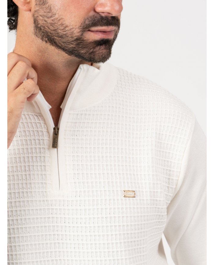 POLO SMK TRICOT QUADRADOS PÉROLA