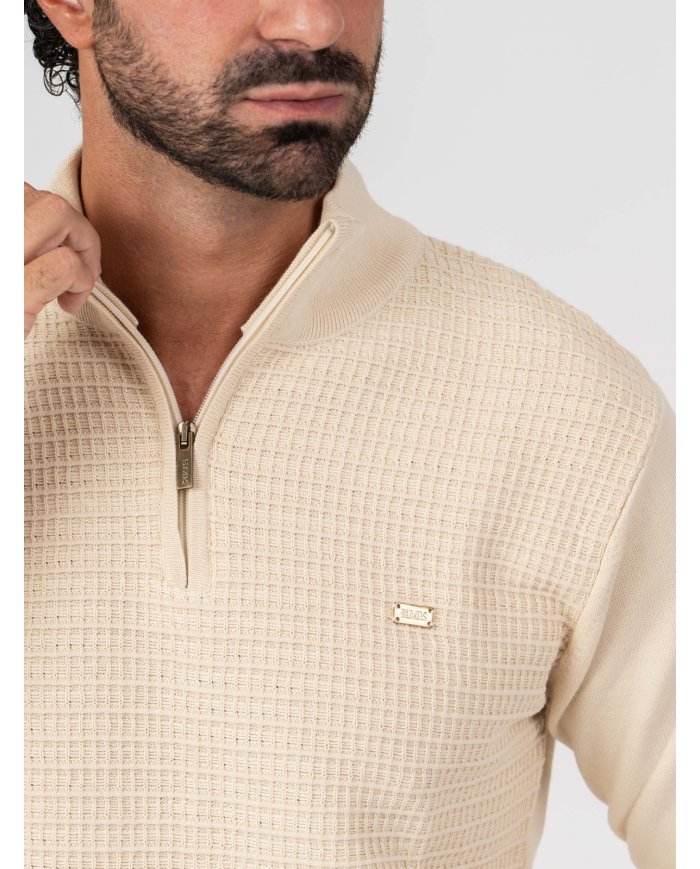 POLO SMK TRICOT QUADRADOS AREIA
