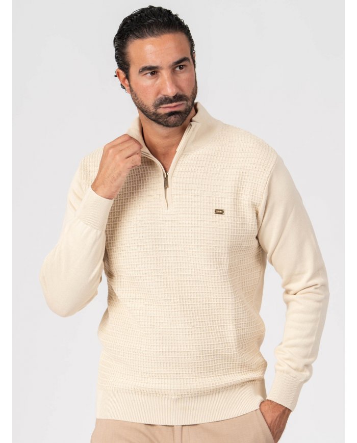 POLO SMK TRICOT QUADRADOS AREIA