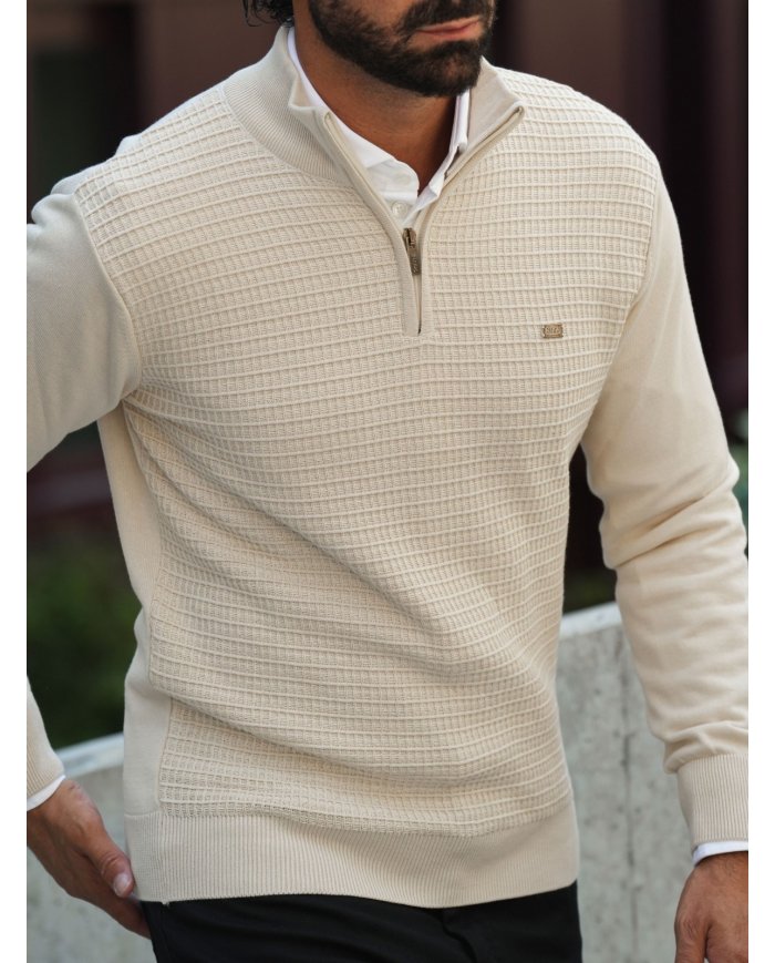 POLO SMK TRICOT QUADRADOS AREIA