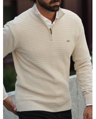 POLO SMK TRICOT QUADRADOS AREIA