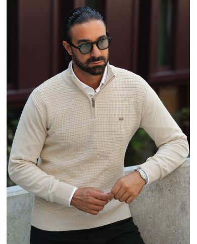 POLO SMK TRICOT QUADRADOS AREIA