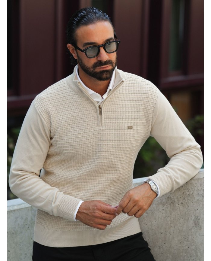 POLO SMK TRICOT QUADRADOS AREIA